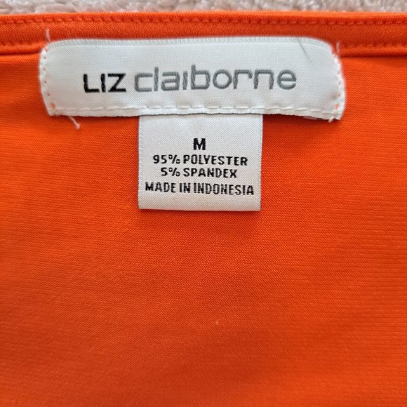NWOT Liz Claiborne Orange Cowl Neck Cap Sleeved Blouse Size Medium - Picture 5 of 5